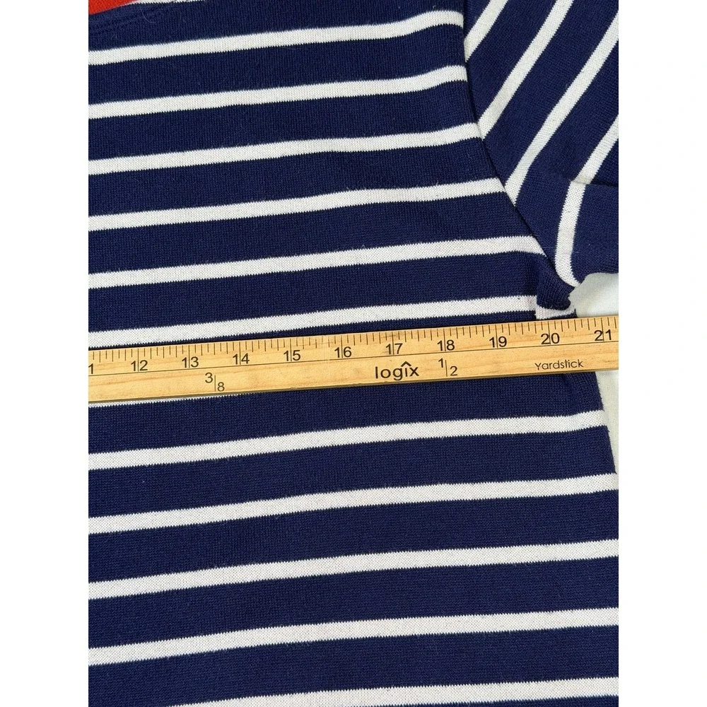 Vineyard Vines Shirt Womens Medium Blue Striped Fleece Long Sleeve Nautical